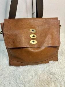 MULBERRY Rare Women's Shoulder Bag Handbag All Leather Turnlock Brown - Picture 1 of 20