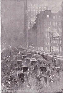 CHICAGO STREET Szene Pferd & Kutsche ILLINOIS Stadt Vintage 1919 PASSEPARTOUT Bild - Bild 1 von 8