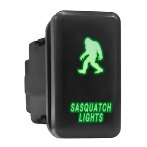 SASQUATCH LIGHTS Green Backlit Tall Push Button 1.54"x 0.83" (Fit: Toyota) - Picture 1 of 6