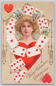 Tarjetas postales de San Valentín Reina de Corazones 1910 Fortune Series - Imagen 1 de 3