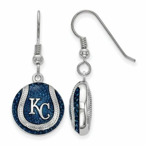 SS Kansas City Royals Enameled Baseball Dangle Earrings Cover