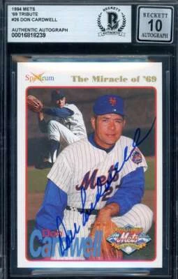 Don Cardwell Gem Mint 10 Beckett BAS Signed 1994 Spectrum 1969 Mets Autograph - Image 1 of 2