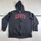 Levis Men Size L Black Sweatshirt Full Zip Hoodie Big Logo Sweater Men Adult