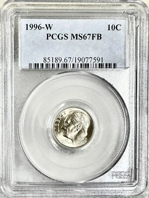 1996 W ROOSEVELT DIME PCGS MS67FB - Image 1 of 2