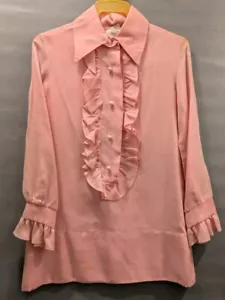 Carol Evans Girls Mini Dress Size 7 Retro Mod GoGo Pink Ruffles VTG Penneys - Picture 1 of 7