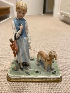 Capodimonte Italy Figurine Girl Lady with Cocker Spaniel dog Dario Magni - Picture 1 of 9