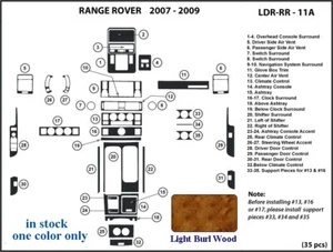 fits Range Rover 07 08 09 2007 2008 2009 dashboard trim kit light burl wood - Picture 1 of 3