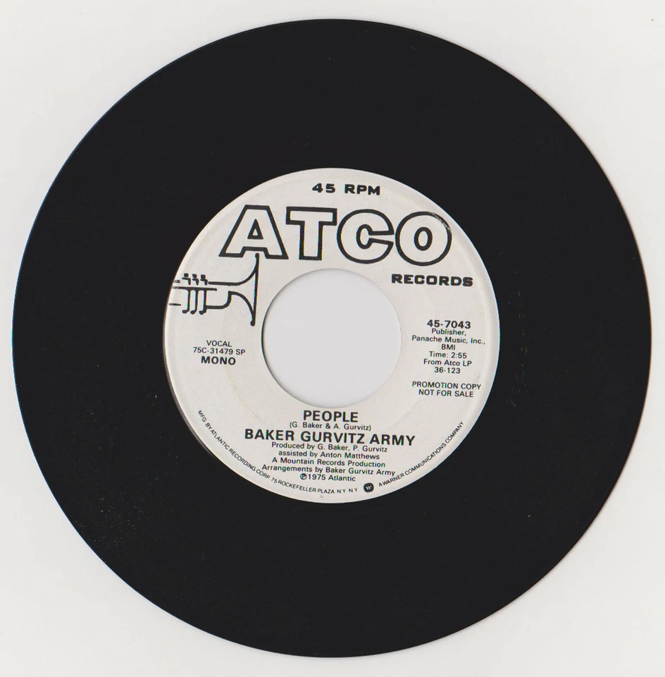 The Baker Gurvitz Army - People - USA 7" 45 promo single wlp Ginger Baker Foto 1 de 1