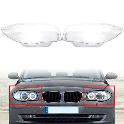 1 Pair Headlight Lens Shell Cover For BMW 1 Series E81 E82 E87 E88 1M 2003-2011 - Image 1 of 4