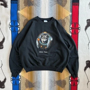 Vintage 90s Oatman Arizona Wolf Native American Crewneck Sweatshirt Size XL - Bild 1 von 6
