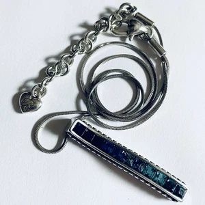 Brighton Spektrum Farbverlauf blau Kristall Anhänger Silber Platte Halskette Schmuck - Bild 1 von 3
