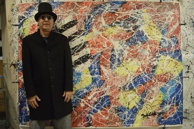 Pintura profesional gigante estilo Jackson Pollock 84”X62” (7 pies) abstracta moderna Foto 1 de 4