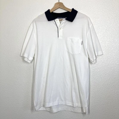 Camisa Polo Hang Ten Para Hombres XL Clásica Surf Bolsillo Top Blanco Azul Marino Foto 1 de 4