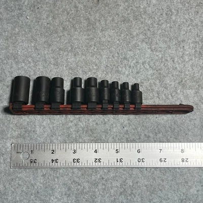 Matco Tools E Torx 3/8" drive Socket Set 9 pcs. E4 Thru E16 & Rail B4XRA-B16XRA - Image 1 of 4