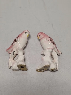 PERIQUITO VINTAGE DE CERÁMICA CLARO ROSA / Par HECHO EN JAPÓN  Foto 1 de 4