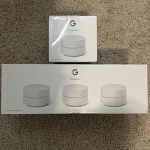 Sealed Google Wi-fi - AC1200 Smart Mesh Wi-Fi (4 Pack) Model Number GJ2CQ - Picture 1 of 3