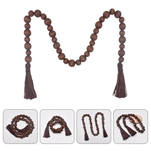 Guirnalda de cuentas para colgar de madera con cuentas decorativas con borla cadena de cuentas para colgar en la pared - Imagen 1 de 12