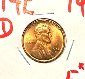 1942-D lincoln wheat cent choice red BU - Picture 1 of 2