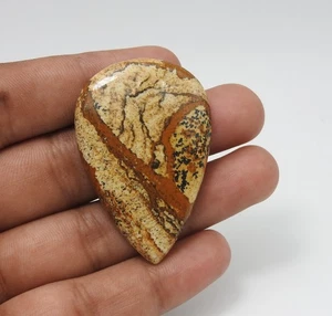 66.00 Cts Natural Picture Jasper Gemstone Pear Cabs Pendant Supply 31x47x6 mm - Picture 1 of 8