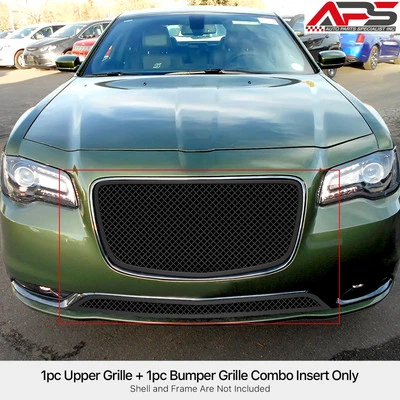 Для 2015-2023 Chrysler 300C/15-21 300S верхняя нержавеющая черная сетчатая решетка вставка - Изображение 1 из 4