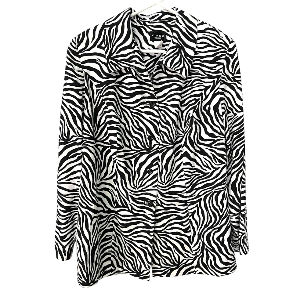 Женская куртка-блейзер Virgo размер 16 с принтом зебра анималистический принт Mob Wife Business - Изображение 1 из 4