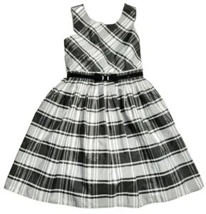 Jona Michelle Sz10 Formal Dress Silver Threading Check Gathered Waist Velour Bow - Picture 1 of 6