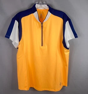 Jofit Top Womens XXL Yellow Pop collar Polo Shirt Golf Tennis 1/4 Zip NEW - Picture 1 of 8