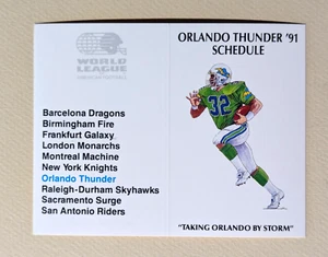 Calendario de bolsillo de fútbol americano profesional Orlando Thunder 1991 WLAF 🏈🏈 - Imagen 1 de 2