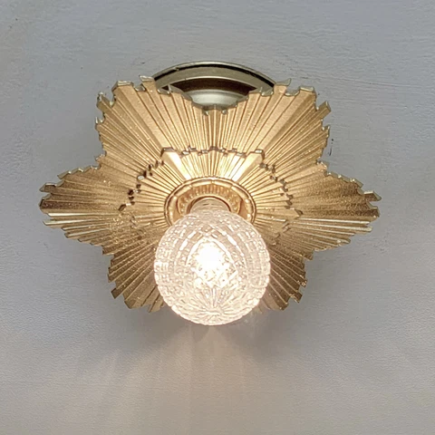 216c Antique 30's 40's aRT deco ceiling light fixture vintage starburst Cover