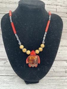 Wood and hematite sea turtle necklace 19.75” - Picture 1 of 5