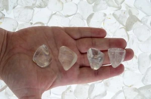 Fantasia: 10 pcs of Crystal Quartz Tumbled Stones - Wire Wrapping, Reiki, Crafts - Picture 1 of 6