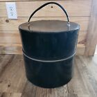 Vintage Travin's Black Patent Leather Wig Hat Box Travel Case Zippered