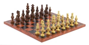 Champion Tournament Chessmen & Leatherette Chess/Checkers Board from Italy - Picture 1 of 3
