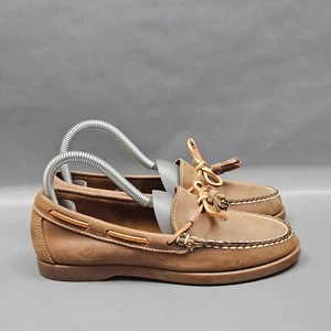 Sebago Lace Up Loafers Womens Size 6 Brown Leather Slip On Moccasin Shoes - Picture 1 of 9