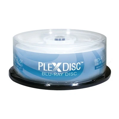 25 PlexDisc BluRay Doble Capa 6X Blanco BD-R DL 50GB Blanco Inyección Hub Imprimible  Foto 1 de 3
