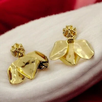 Pendiente de oro Tory Burch Roxanne delantero trasero. Venta al por menor $148 Foto 1 de 4