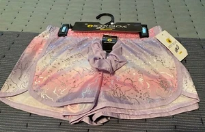 Body Glove Girls Shorts 2 pack size 10 Pink/Purple Unicorns and Black - Picture 1 of 2