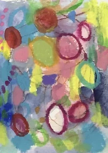 Tarjeta de arte de pintura Aceo de Kenna abstracta pintada a mano 2,5” X 3,5” - Imagen 1 de 3