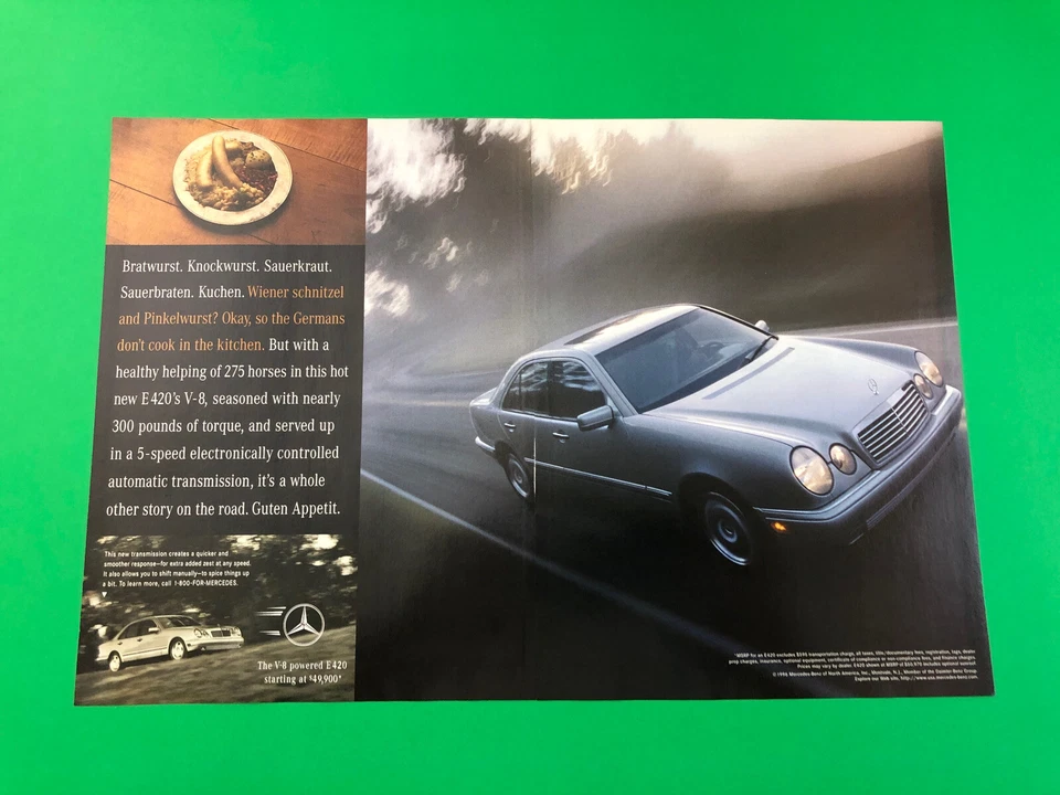 1996 MERCEDES BENZ E420 E 420 ORIGINAL VINTAGE PRINT AD ADVERTISEMENT 2 PAGE - Image 1 of 1