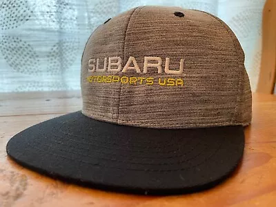 Subaru Motorsports USA Flat Visor Cap ~ Heather/Blk/White/Yellow ~ Snap Closure - Image 1 of 4