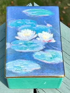 KG Luneville Ceramic Covered Box Water Lilies Claude Monet Saint Clement France - Picture 1 of 8