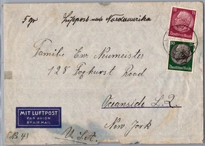 GERMANY 1940's WWII POSTAL HISTORY CENSORED AIRMAIL COVER ADDR USA CANC BERLIN - Picture 1 of 2