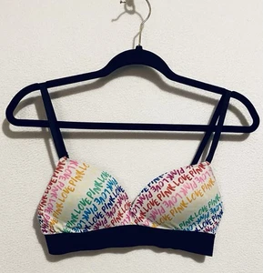 Victorias Secret PINK Bra Womens 34B Rainbow Wear Everywhere Wireless Push Up - Picture 1 of 6