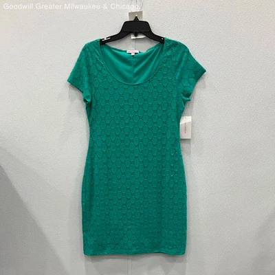 NWT Isaac Mizrahi Womens Sheath Dress Short Sleeve Scoop Neck Green Size M - Image 1 of 4