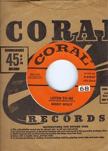 BUDDY HOLLY- "LISTEN TO ME"/"I'M GONNA LOVE YOU TOO"- CORAL 9-61947 - Picture 1 of 2