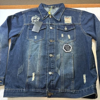 Chaqueta de Camionero Scotland Jeans Denim Para Hombre Bolsillo Azul Nueva con Etiquetas 3XL #763 Foto 1 de 4