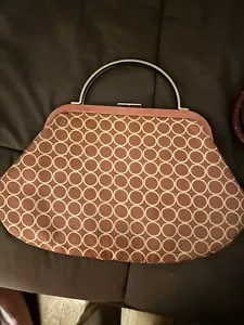 Adorable Pink and white silk banana republic clutch With tiny matching Mirror - Picture 1 of 3
