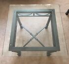 Square Glass Top Metal Frame Coffee Table Regal Intricate Design With Curves