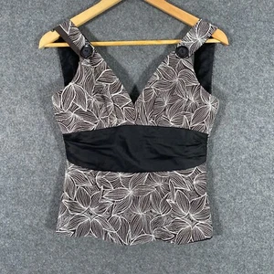 Garfunkle Top Womens 10 Brown White Cami Camisole Blouse Fitted Festival Ladies - Picture 1 of 10