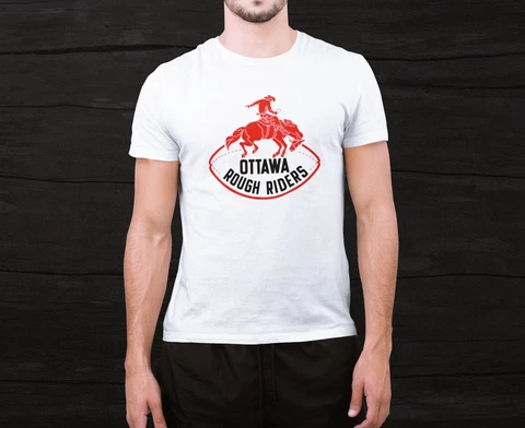 Retro Style CFL Ottawa Rough Riders Vintage Logo Printed T Shirt NWOT NEW Cover